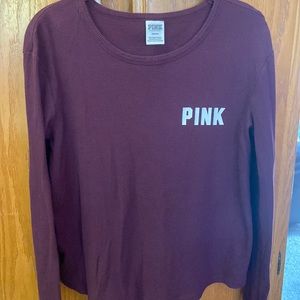 Burgundy thermal long sleeve tee from Pink.  Size Medium